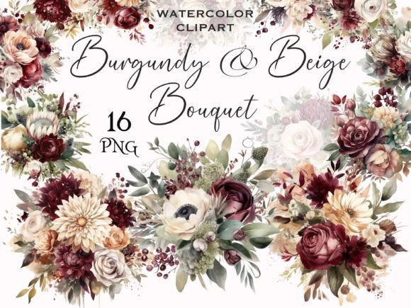 Burgundy & Beige Wedding Bouquet Clipart: A Designer's Floral Toolkit