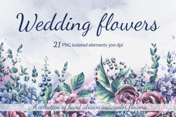 Elegant Wedding Flowers: Watercolor Illustrations for Creative Projects