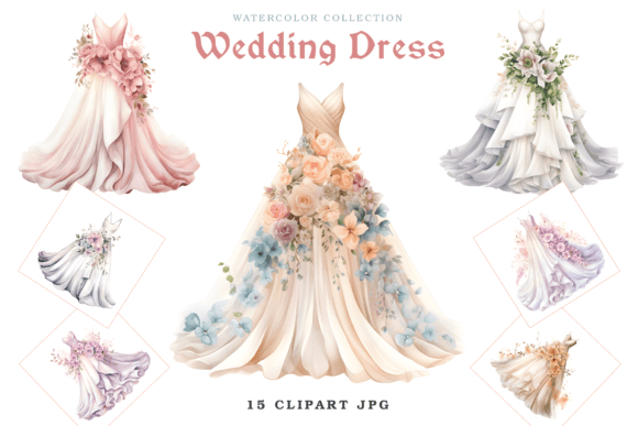 Elevate Your Designs with 15X Wedding Dress Clipart