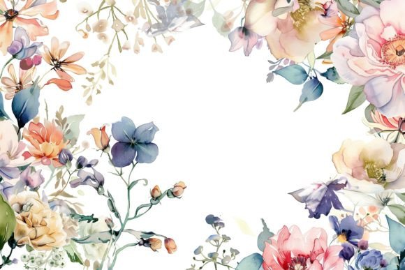 Floral Wedding Frame: A Watercolor Touch for Elegant Design