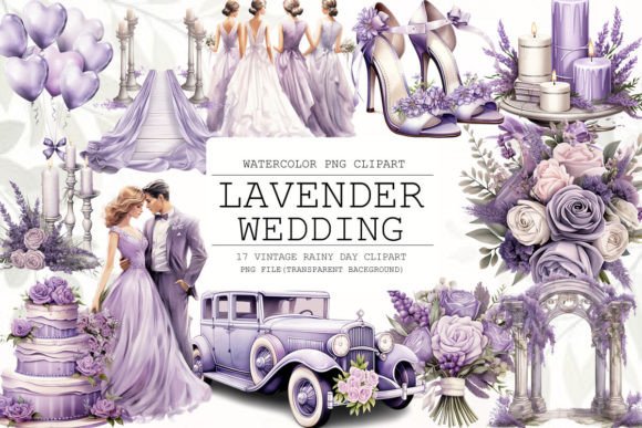 Timeless Romance: Using Lavender Wedding Watercolor Clipart