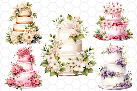 Watercolor Wedding Cake Clipart PNG: A Designer's Delight
