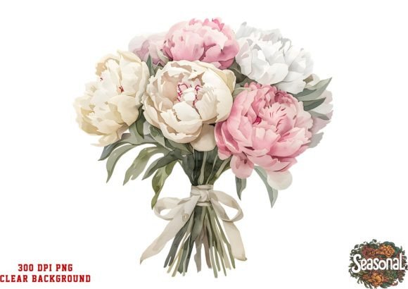 Watercolor Wedding Peonies Bouquet: A Spring Floral Clipart