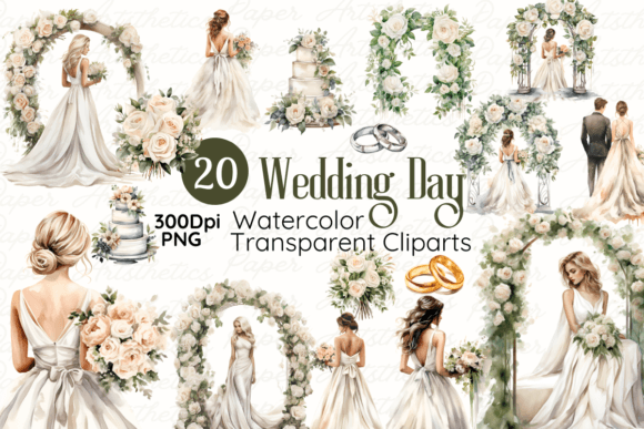 Wedding Watercolor Cliparts Bundle Set for Creative Projects